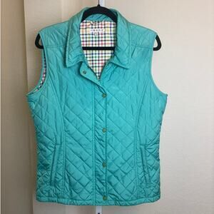 Peter Millar Womens Vintage Turquoise Quilted Golf Quiet Luxe Vest Large EUC